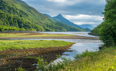 Fototapeta na wymiar Loch Leven as seen from Kinlochleven, in Perth and Kinross council area, central Scotland.