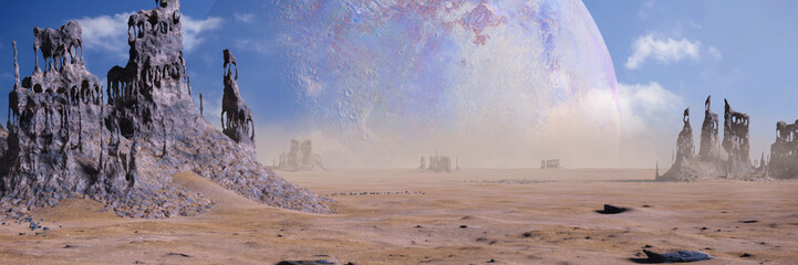 Obraz premium alien planet landscape with strange rock formations