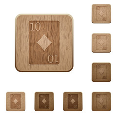 Ten of diamonds card wooden buttons
