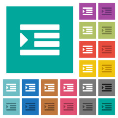 Increase text indentation square flat multi colored icons