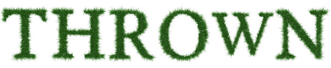 Thrown - 3D rendering fresh Grass letters isolated on whhite background.