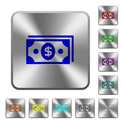 Dollar banknotes rounded square steel buttons