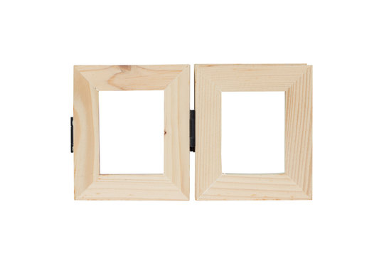 two woodens picture frames isolated on white background