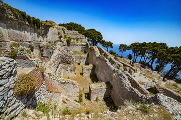 Italy. Capri Island. Villa Jovis built by emperor Tiberius - remains the south part © WitR