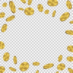 Gold falling 3d coins, rain of coins