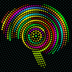 Abstract colorful brain of radial dots. Vector
