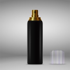 cosmetic ads, spray bottl. Template for design poster, placard, presentation, banners, cover, vector illustration. luxury beauty series