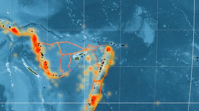 Niuafou tectonics featured. Satellite imagery. Mollweide projection