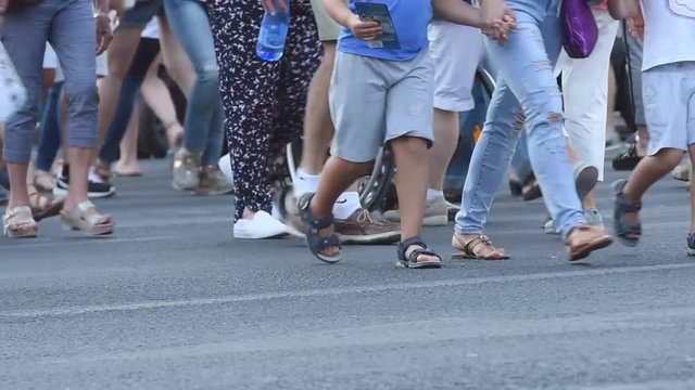 people crossing the street