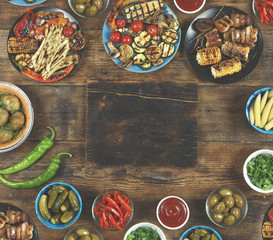 Vegetarian barbecue dishes, grilled vegetables.  Concept: Picnic