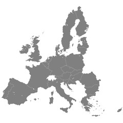 High quality map of European Union with borders of the regions - obrazy, fototapety, plakaty