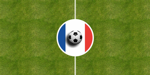 France flag on a soccer field center