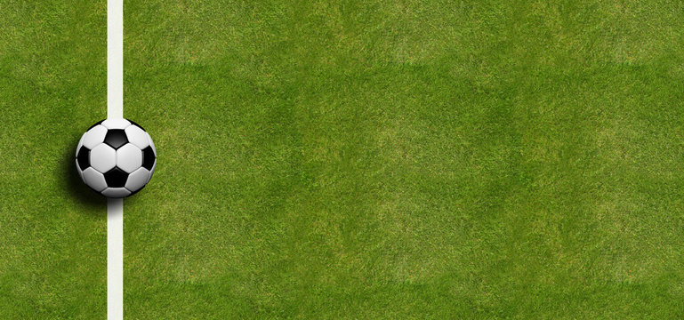 Soccer ball on field grass background. 3d illustration - Powered by Adobe