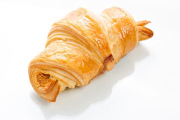 Croissant on white background. Top view.