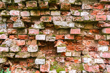 Background texture of an old wall with bricks