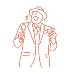 jazz musician with an instrument. line drawing. hand drawn. vector illustration. Cartoon.