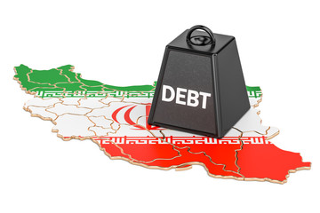 Iranian national debt or budget deficit, financial crisis concept, 3D rendering
