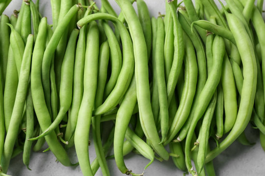 Raw fresh organic green beans, close up