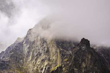 Mountain Peak Covered in Clouds in High Tatras, Slovakia