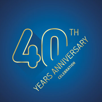 Anniversary 40th years celebration logo gold blue greeting card