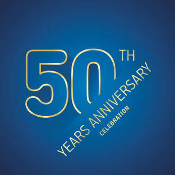 Anniversary 50th years celebration logo gold blue greeting card