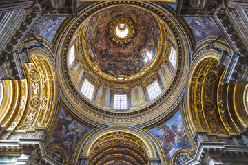 Fototapeta na wymiar The interior of the church of Saint Agnese in Agone. Piazza Navona, Rome, Italy