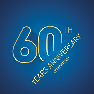 Anniversary 60th years celebration logo gold blue greeting card