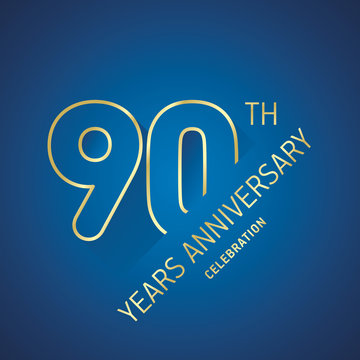 Anniversary 90th years celebration logo gold blue greeting card