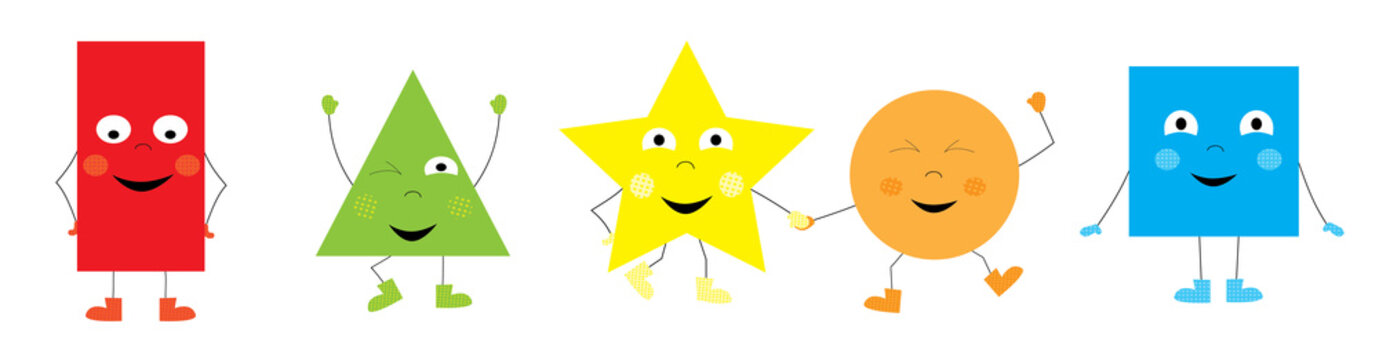  collection of  happy funny basic shapes for children / vectors illustration for kids 
