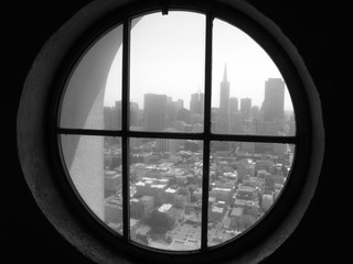 San Francisco Skyline Out of A Round Window