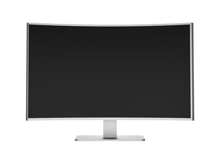 3D Illustration - Silver curved Flat TV on white Background 2