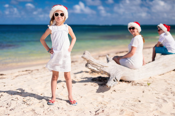 Family at beach on Christmas