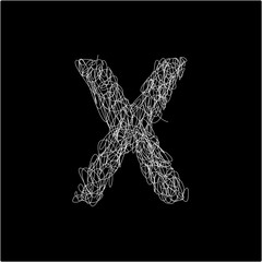 Scribble Alphabet. Letter x