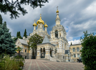 Fototapeta na wymiar Alexander Nevsky Cathedral in Yalta