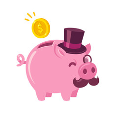 Funny cartoon piggy bank