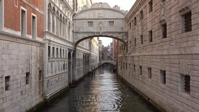 Bridge of Sighs or Ponte dei Sospiri in Venice, Italy, 4k
