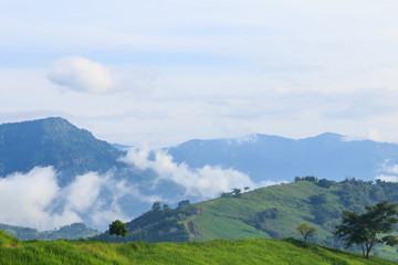 Beautiful views of mountain and sky landscape at Khao Kho, Phetchabun province, Thailand