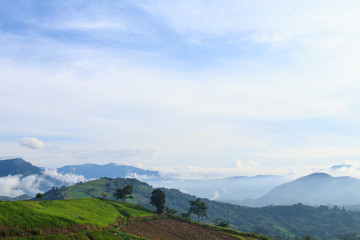 Beautiful views of mountain and sky landscape at Khao Kho, Phetchabun province, Thailand