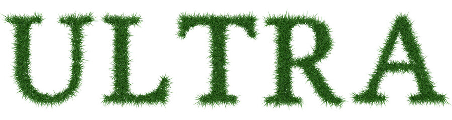 Ultra - 3D rendering fresh Grass letters isolated on whhite background.