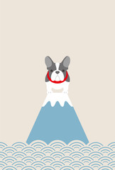 フレンチブルドッグ犬と富士山