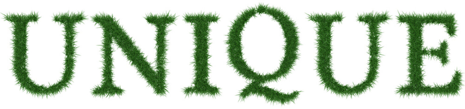 Unique - 3D rendering fresh Grass letters isolated on whhite background.