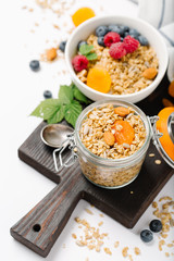 Homemade granola with dried fruit,nuts and berries