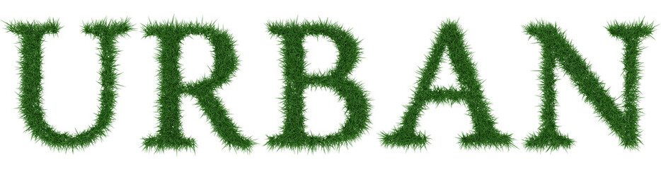 Urban - 3D rendering fresh Grass letters isolated on whhite background.