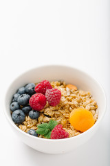 Homemade granola with dried fruit,nuts and berries