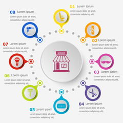 Infographic template with barber icons