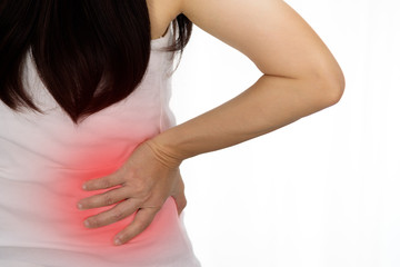 Woman's hand catches the waist