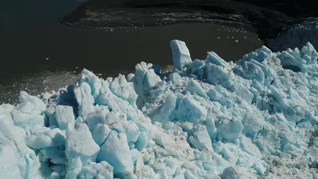 Arial 4k shots of a glacier and it's surroundings in Alaska