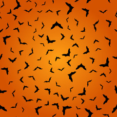 Halloween night background with haunted house, tree, pumpkin and bats. Vector