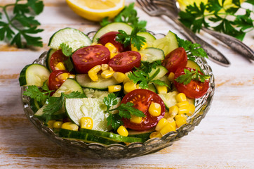 Salad with raw vegetables