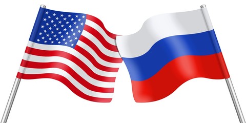 Flags. USA and Russia